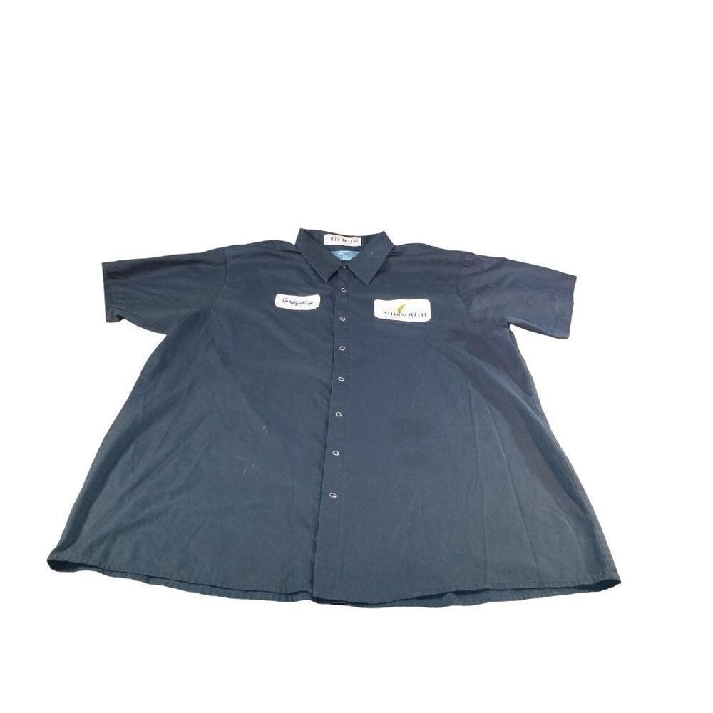 Cintas ComfortFlex Button Up Shirt Men XXL Blue Mi South Bakery Workwear Uniform